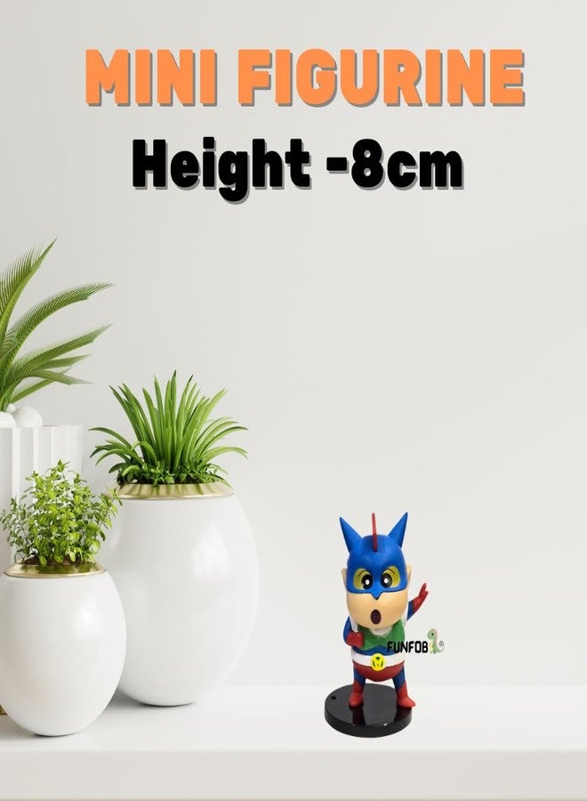 FUNFOB Shinchan Action Figure Toy Height -8cm Collectible PVC Multicolour (Action Kamen Dress) - Image 4